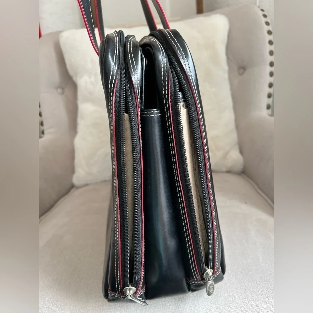 McKlein Black Leather Business Bag Multiple Compartments